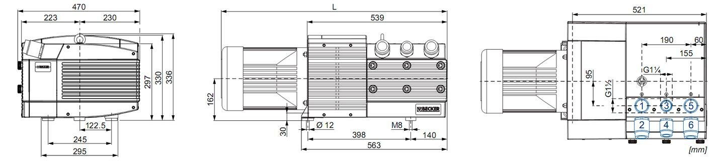 Габаритные размеры (чертеж) Becker DVT 3.140