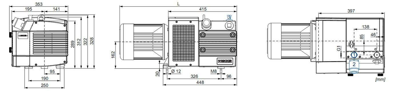 Габаритные размеры (чертеж) Becker KDX 3.60