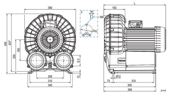 Габаритные размеры (чертеж) Becker SV 400/1 4.0